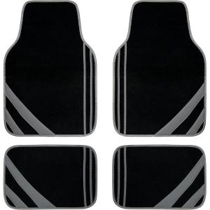 imageCAR PASS Pink Edge Faux Leather Car Floor Mats Universal Car Carpet Mats with Double Stitch Line AntiSlip Backing Design for Cute Girly Women Fit 95 AutomotiveSUVsSedanVans Black and PinkBlack and Gray