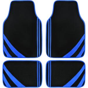 imageCAR PASS Pink Edge Faux Leather Car Floor Mats Universal Car Carpet Mats with Double Stitch Line AntiSlip Backing Design for Cute Girly Women Fit 95 AutomotiveSUVsSedanVans Black and PinkBlack Blue