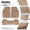 imageCAR PASS Rubber Car Mats Waterproof Car Floor Mats All WeatherCar Mat Full Set 3 Piece Automotive Floor Mat Trim to Fit for Cars Sedans SUVs Trucks Heavy Duty AntiSlip Easy Clean All BlackAll Beige