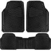 imageCAR PASS Rubber Car Mats Waterproof Car Floor Mats All WeatherCar Mat Full Set 3 Piece Automotive Floor Mat Trim to Fit for Cars Sedans SUVs Trucks Heavy Duty AntiSlip Easy Clean All BlackAll Black