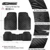 imageCAR PASS Rubber Car Mats Waterproof Car Floor Mats All WeatherCar Mat Full Set 3 Piece Automotive Floor Mat Trim to Fit for Cars Sedans SUVs Trucks Heavy Duty AntiSlip Easy Clean All BlackAll Black