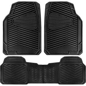 imageCAR PASS Rubber Car Mats Waterproof Car Floor Mats All WeatherCar Mat Full Set 3 Piece Automotive Floor Mat Trim to Fit for Cars Sedans SUVs Trucks Heavy Duty AntiSlip Easy Clean All BlackAll Black