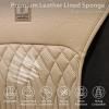 imageCAR PASS Car Seat Protector 2 Pack Sideless Nappa Leather Seat Covers for Cars All Season Waterproof Breathable Front Seats Cushion with Storage Pocket Universal Fit Vehicle Car SUV Truck All BlackBeige