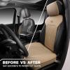imageCAR PASS Car Seat Protector 2 Pack Sideless Nappa Leather Seat Covers for Cars All Season Waterproof Breathable Front Seats Cushion with Storage Pocket Universal Fit Vehicle Car SUV Truck All BlackBeige