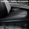 imageCAR PASS Car Seat Protector 2 Pack Sideless Nappa Leather Seat Covers for Cars All Season Waterproof Breathable Front Seats Cushion with Storage Pocket Universal Fit Vehicle Car SUV Truck All BlackBlack