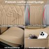imageCAR PASS Car Seat Protector 2 Pack Sideless Nappa Leather Seat Covers for Cars All Season Waterproof Breathable Front Seats Cushion with Storage Pocket Universal Fit Vehicle Car SUV Truck All BlackBeige