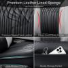 imageCAR PASS Car Seat Protector 2 Pack Sideless Nappa Leather Seat Covers for Cars All Season Waterproof Breathable Front Seats Cushion with Storage Pocket Universal Fit Vehicle Car SUV Truck All BlackBlack