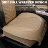 imageCAR PASS Car Seat Protector 2 Pack Sideless Nappa Leather Seat Covers for Cars All Season Waterproof Breathable Front Seats Cushion with Storage Pocket Universal Fit Vehicle Car SUV Truck All BlackBeige