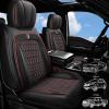 imageCAR PASS Nappa Leather Seat Covers Red Piping Luxury Leather Car Seat Covers Full Set Suede Automotive Seat Covers Full Coverage Cushioned Universal Fit for SUV Pickup Truck SedanBlack and RedBlack and Red