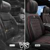 imageCAR PASS Nappa Leather Seat Covers Red Piping Luxury Leather Car Seat Covers Full Set Suede Automotive Seat Covers Full Coverage Cushioned Universal Fit for SUV Pickup Truck SedanBlack and RedBlack Red