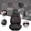 imageCAR PASS Nappa Leather Seat Covers Red Piping Luxury Leather Car Seat Covers Full Set Suede Automotive Seat Covers Full Coverage Cushioned Universal Fit for SUV Pickup Truck SedanBlack and RedBlack and Red