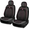 imageCAR PASS Nappa Leather Seat Covers Red Piping Luxury Leather Car Seat Covers Full Set Suede Automotive Seat Covers Full Coverage Cushioned Universal Fit for SUV Pickup Truck SedanBlack and RedBlack Red