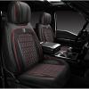 imageCAR PASS Nappa Leather Seat Covers Red Piping Luxury Leather Car Seat Covers Full Set Suede Automotive Seat Covers Full Coverage Cushioned Universal Fit for SUV Pickup Truck SedanBlack and RedBlack Red