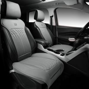 imageCAR PASS Car Seat Protector 2 Pack Sideless Nappa Leather Seat Covers for Cars All Season Waterproof Breathable Front Seats Cushion with Storage Pocket Universal Fit Vehicle Car SUV Truck All BlackGray