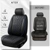 imageCAR PASS Luxury PU Leather Two Front Car Seat Covers Waterproof Seat Covers Compatible with Front Seat Armrests Airbag Compatible Anti Slip Universal Fit for Cars Suvs Vans Trucks Black BlueBlue and Black