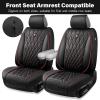 imageCAR PASS Luxury PU Leather Two Front Car Seat Covers Waterproof Seat Covers Compatible with Front Seat Armrests Airbag Compatible Anti Slip Universal Fit for Cars Suvs Vans Trucks Black BlueRed and Black