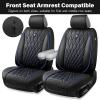 imageCAR PASS Luxury PU Leather Two Front Car Seat Covers Waterproof Seat Covers Compatible with Front Seat Armrests Airbag Compatible Anti Slip Universal Fit for Cars Suvs Vans Trucks Black BlueBlue and Black