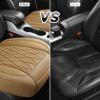 imageCAR PASS Luxury PU Leather Two Front Car Seat Covers Waterproof Seat Covers Compatible with Front Seat Armrests Airbag Compatible Anti Slip Universal Fit for Cars Suvs Vans Trucks Black BlueDark Beige