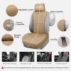 imageCAR PASS Luxury PU Leather Two Front Car Seat Covers Waterproof Seat Covers Compatible with Front Seat Armrests Airbag Compatible Anti Slip Universal Fit for Cars Suvs Vans Trucks Black BlueSolidBeige