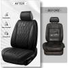 imageCAR PASS Luxury PU Leather Two Front Car Seat Covers Waterproof Seat Covers Compatible with Front Seat Armrests Airbag Compatible Anti Slip Universal Fit for Cars Suvs Vans Trucks Black BluePure Black