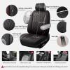 imageCAR PASS Luxury PU Leather Two Front Car Seat Covers Waterproof Seat Covers Compatible with Front Seat Armrests Airbag Compatible Anti Slip Universal Fit for Cars Suvs Vans Trucks Black BlueRed and Black