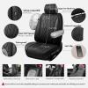 imageCAR PASS Luxury PU Leather Two Front Car Seat Covers Waterproof Seat Covers Compatible with Front Seat Armrests Airbag Compatible Anti Slip Universal Fit for Cars Suvs Vans Trucks Black BluePure Black