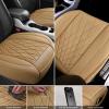 imageCAR PASS Luxury PU Leather Two Front Car Seat Covers Waterproof Seat Covers Compatible with Front Seat Armrests Airbag Compatible Anti Slip Universal Fit for Cars Suvs Vans Trucks Black BlueDark Beige