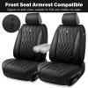 imageCAR PASS Luxury PU Leather Two Front Car Seat Covers Waterproof Seat Covers Compatible with Front Seat Armrests Airbag Compatible Anti Slip Universal Fit for Cars Suvs Vans Trucks Black BluePure Black