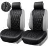 imageCAR PASS Luxury PU Leather Two Front Car Seat Covers Waterproof Seat Covers Compatible with Front Seat Armrests Airbag Compatible Anti Slip Universal Fit for Cars Suvs Vans Trucks Black BlueSolidBlack