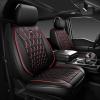 imageCAR PASS Luxury PU Leather Two Front Car Seat Covers Waterproof Seat Covers Compatible with Front Seat Armrests Airbag Compatible Anti Slip Universal Fit for Cars Suvs Vans Trucks Black BlueRed and Black