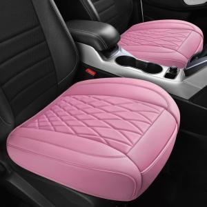 imageCAR PASS Luxury PU Leather Two Front Car Seat Covers Waterproof Seat Covers Compatible with Front Seat Armrests Airbag Compatible Anti Slip Universal Fit for Cars Suvs Vans Trucks Black BluePink
