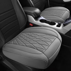 imageCAR PASS Luxury PU Leather Two Front Car Seat Covers Waterproof Seat Covers Compatible with Front Seat Armrests Airbag Compatible Anti Slip Universal Fit for Cars Suvs Vans Trucks Black BlueAll Gray