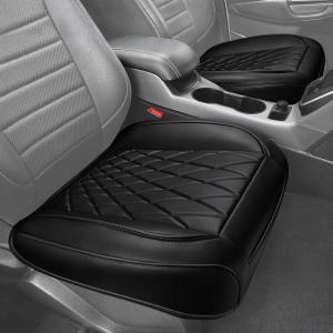 imageCAR PASS Luxury PU Leather Two Front Car Seat Covers Waterproof Seat Covers Compatible with Front Seat Armrests Airbag Compatible Anti Slip Universal Fit for Cars Suvs Vans Trucks Black BlueAll Black