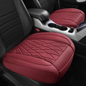 imageCAR PASS Luxury PU Leather Two Front Car Seat Covers Waterproof Seat Covers Compatible with Front Seat Armrests Airbag Compatible Anti Slip Universal Fit for Cars Suvs Vans Trucks Black BlueAll Red
