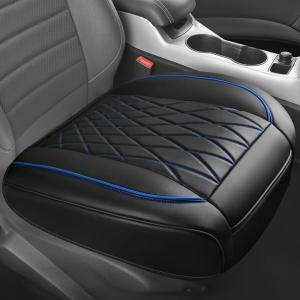 imageCAR PASS Luxury PU Leather Two Front Car Seat Covers Waterproof Seat Covers Compatible with Front Seat Armrests Airbag Compatible Anti Slip Universal Fit for Cars Suvs Vans Trucks Black BlueBlackBlue