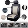 imageCAR Pass Skyline Two Front Pu Leather Car Seat Covers Airbag Compatible Universal fit for CarsSuvsVehiclesFront SeatBlack and BlackBlackBeige