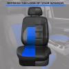 imageCAR Pass Skyline Two Front Pu Leather Car Seat Covers Airbag Compatible Universal fit for CarsSuvsVehiclesFront SeatBlack and BlackBlackBlue