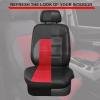 imageCAR Pass Skyline Two Front Pu Leather Car Seat Covers Airbag Compatible Universal fit for CarsSuvsVehiclesFront SeatBlack and BlackBlackRed