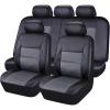 imageCAR Pass Skyline Two Front Pu Leather Car Seat Covers Airbag Compatible Universal fit for CarsSuvsVehiclesFront SeatBlack and BlackBlackGray