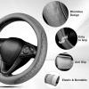 imageCAR PASS 3D Foam Rhomb Leather Steering Wheel Cover Set Comfortable Center Console Armrest Cushion with Storage Bags NonSlip 14515in Car Interior Sets 4 PCS All BlackGray