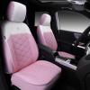imageCAR PASS Nappa Leather Waterproof Car Seat Covers Full Set 3D Foam Automotive Seat Covers with Rhombic Design Airbag Compatible Universal Fit for Most SUV Truck Sedan Black RedPink White Full Set