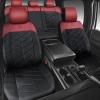imageCAR PASS Nappa Leather Waterproof Car Seat Covers Full Set 3D Foam Automotive Seat Covers with Rhombic Design Airbag Compatible Universal Fit for Most SUV Truck Sedan Black RedBlack Red Front