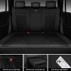 imageCAR PASS Nappa Leather Waterproof Car Seat Covers Full Set 3D Foam Automotive Seat Covers with Rhombic Design Airbag Compatible Universal Fit for Most SUV Truck Sedan Black RedBlack Rear