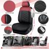 imageCAR PASS Nappa Leather Waterproof Car Seat Covers Full Set 3D Foam Automotive Seat Covers with Rhombic Design Airbag Compatible Universal Fit for Most SUV Truck Sedan Black RedBlack Red Front