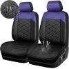 imageCAR PASS Nappa Leather Waterproof Car Seat Covers Full Set 3D Foam Automotive Seat Covers with Rhombic Design Airbag Compatible Universal Fit for Most SUV Truck Sedan Black RedBlack Blue Front