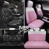 imageCAR PASS Nappa Leather Waterproof Car Seat Covers Full Set 3D Foam Automotive Seat Covers with Rhombic Design Airbag Compatible Universal Fit for Most SUV Truck Sedan Black RedPink White Full Set