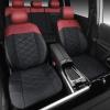 imageCAR PASS Nappa Leather Waterproof Car Seat Covers Full Set 3D Foam Automotive Seat Covers with Rhombic Design Airbag Compatible Universal Fit for Most SUV Truck Sedan Black RedBlack Red Full Set
