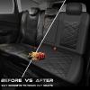 imageCAR PASS Nappa Leather Waterproof Car Seat Covers Full Set 3D Foam Automotive Seat Covers with Rhombic Design Airbag Compatible Universal Fit for Most SUV Truck Sedan Black RedBlack Rear