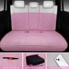 imageCAR PASS Nappa Leather Waterproof Car Seat Covers Full Set 3D Foam Automotive Seat Covers with Rhombic Design Airbag Compatible Universal Fit for Most SUV Truck Sedan Black RedPink White Full Set