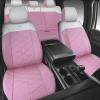 imageCAR PASS Nappa Leather Waterproof Car Seat Covers Full Set 3D Foam Automotive Seat Covers with Rhombic Design Airbag Compatible Universal Fit for Most SUV Truck Sedan Black RedPink White Full Set